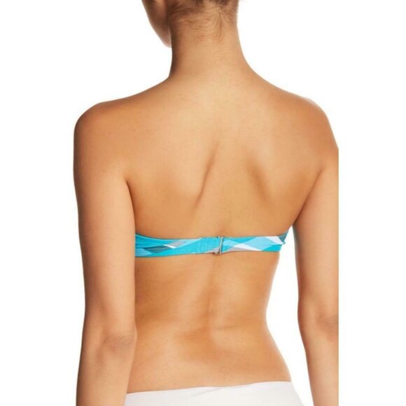 XL/XL Adidas Swim Bandeau Top Bikini Set Hipster Bottom Blue Logo Overlay Stripe - Picture 7 of 11